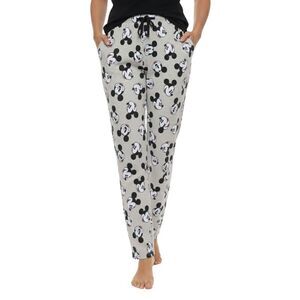 New Mickey Mouse Women's All Over Print Pajama Pants, Cotton Lounge Wear, Gray